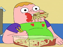 Clarence Eating Pasta