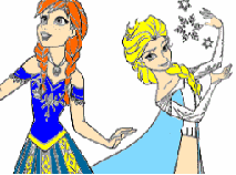 Elsa and Anna Coloring 