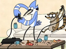 Mordecai and Rigby Playing Vide Games