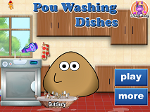 Pou Washing Dishes